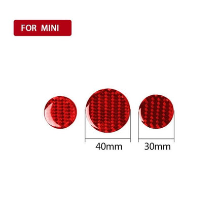 Carbon Fiber Decorative Sticker for BMW Mini Multimedia Knob red 40mm and 30mm carbon fiber pattern set
