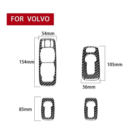 Carbon Fiber Decorative Sticker for Volvo XC90 2008-2014 Left Drive showing carbon-fiber key and panel sticker dimensions