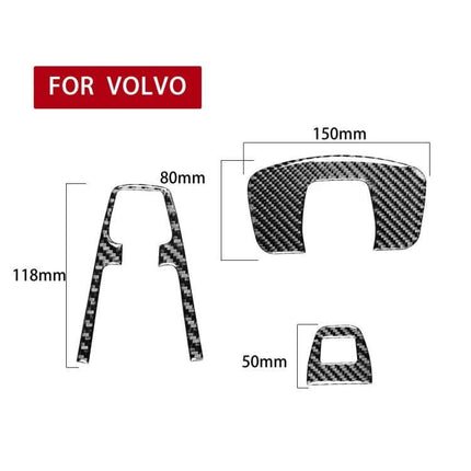 Carbon Fiber Car Interior Decorative Sticker for Volvo XC90 2003-2014 — carbon fiber dashboard and trim stickers with measurements (150mm, 118mm, 80mm, 50mm)