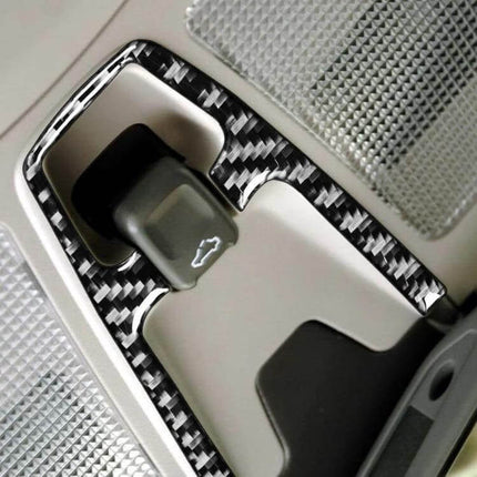 Carbon Fiber Car Interior Decorative Sticker for Volvo XC90 2003-2014 installed on overhead console trim showing carbon fiber pattern and clean fit