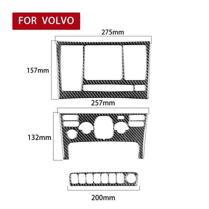 Carbon Fiber Decorative Control Panel Set for Volvo XC90 - carbon fiber trim panels with measurements for 2003-2014 XC90 interior