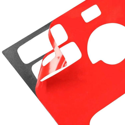 Carbon Fiber Decorative Control Panel Set for Volvo XC90 shown with red protective backing peeled to reveal carbon fiber finish