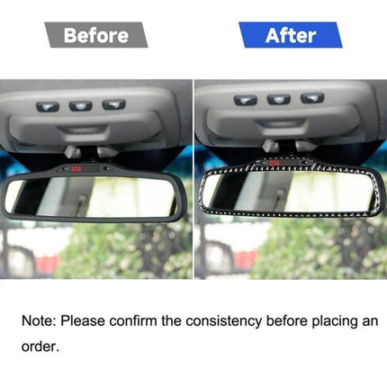 Carbon Fiber Decorative Sticker for Volvo XC90 Rearview Mirrors installed on mirror before and after comparison