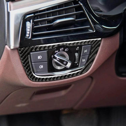 Carbon Fiber Decorative Sticker for BMW Headlight Switches installed on BMW G01 X3/G02 X4 dashboard trim