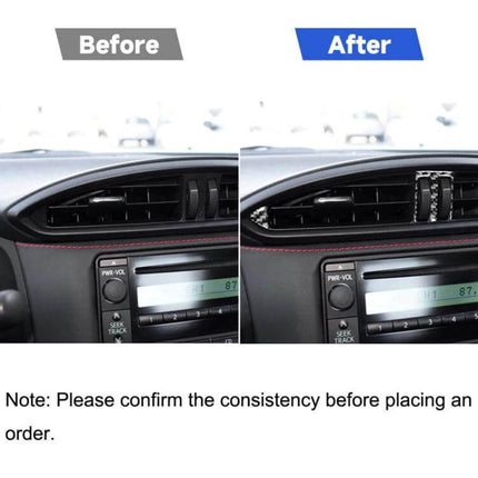 Carbon Fiber Decorative Sticker for Subaru BRZ and Toyota 86 2017-2019 shown on dashboard air vent before and after application
