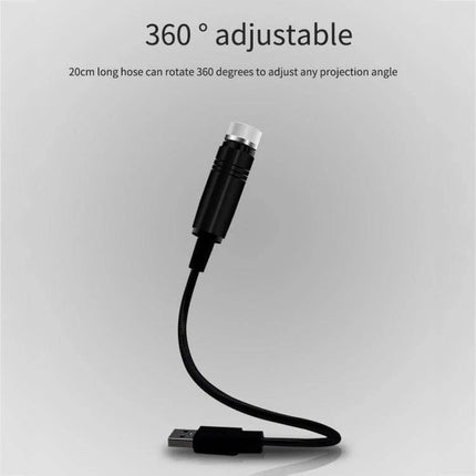 Car USB Star Dome Projector Light, Purple Blue for Night Driving showing flexible 360-degree adjustable USB gooseneck for cabin star projection