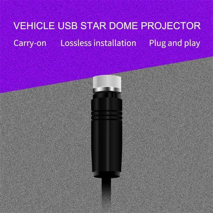 Car USB Star Dome Projector Light, Purple Blue for Night Driving - compact USB plug-in star projector with 360-degree adjustable head for car interiors