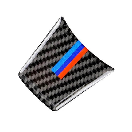 Carbon Fiber Decorative Steering Wheel Sticker for BMW Z4 Models - carbon fiber square trim with blue and red racing stripes