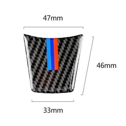 Carbon Fiber Decorative Steering Wheel Sticker for BMW Z4 Models - carbon fiber textured trim piece 47x46x33mm with M stripe