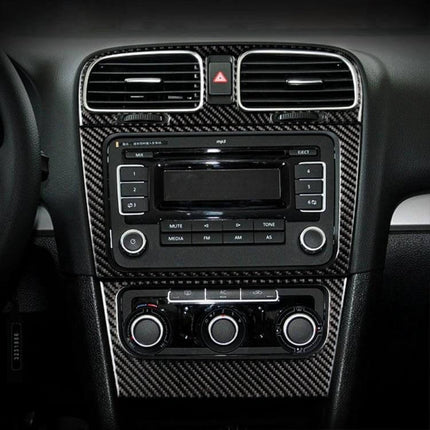 Decorative Carbon Fiber Car Sticker for Volkswagen Golf 6 CD Panel applied to dashboard CD panel, left or right side, modern interior protection