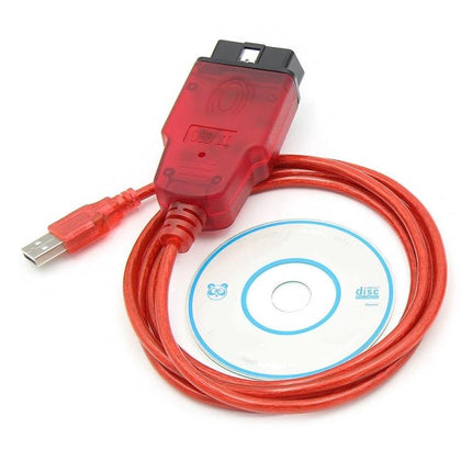 Essential Renolink Tool for Everyday Renault Vehicle Maintenance - red OBD-to-USB Renolink cable with software CD