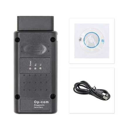 OpCom Tool for Opel Car Maintenance in Daily Drives - Op-com OBD diagnostic interface with USB cable and CD for reading and clearing fault codes