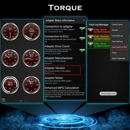 Essential Car Diagnostic Tool for Routine Vehicle Maintenance - OBD2 adapter app display showing fault log and adapter status