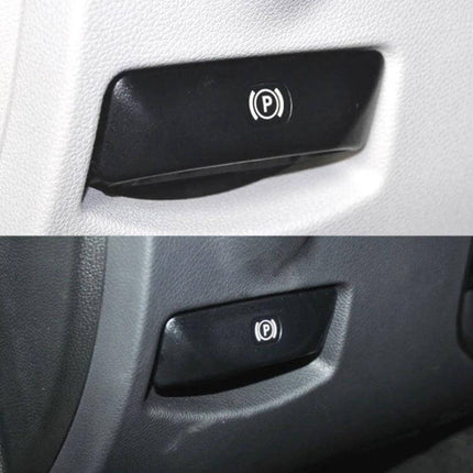 Left-Side Parking Brake Release Handle For W204 W212 installed in Mercedes-Benz dash showing (P) symbol, replacement for cracked or hard-to-operate handle