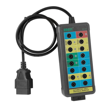 DUOYI Detector for Everyday Car Maintenance and Checks - OBDII protocol monitor with labeled connector test panel and cable