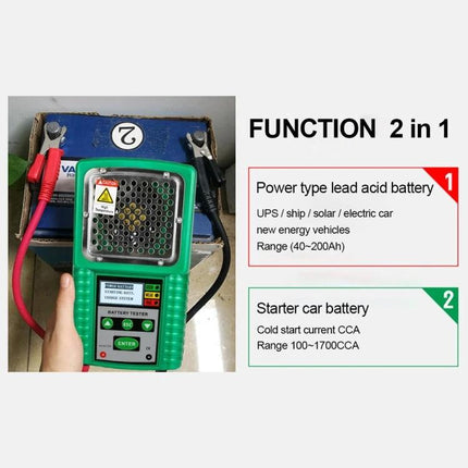 DUOYI Tool for Checking Car Battery Capacity in Daily Use testing a lead-acid starter battery with four-wire Kelvin connection and clamps