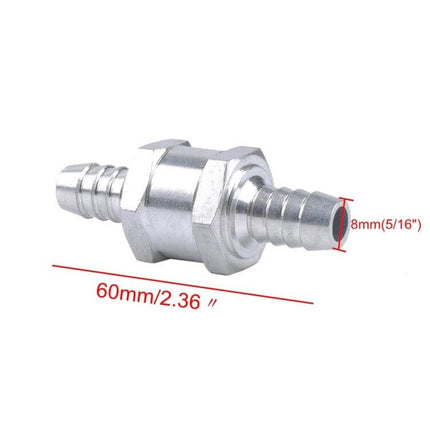 Car 8mm Aluminum Fuel Check Valve For Cars Daily Use - inline 8mm aluminum check valve for carburettor and low-pressure fuel lines, 60mm length