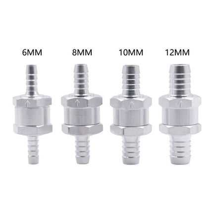 Aluminium Alloy 12mm One-Way Fuel Check Valve for Vehicles silver 12mm aluminum check valve prevents backflow fits carburettor