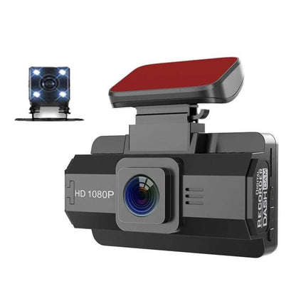 Dual Camera Dash Cam for Vehicle Security and Night Recording - front and rear HD 1080P dashcam with night vision and parking motion detection
