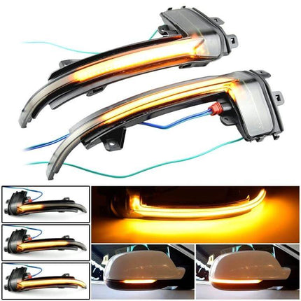 Dynamic LED Turn Signal Light For Audi Rearview Mirror Flasher - plug-and-play amber scrolling indicator set