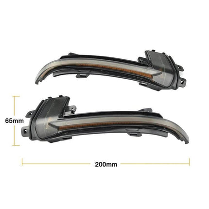 Dynamic LED Turn Signal Light For Audi Rearview Mirror Flasher - pair of 200mm x 65mm plug-and-play dynamic LED mirror indicators