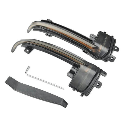 Dynamic LED Turn Signal Light For Audi Rearview Mirror Flasher sleek plug-and-play pair with wiring tool and trim pry bar
