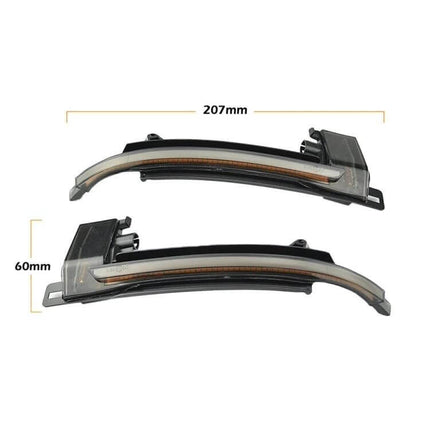 Dynamic LED Turn Signal Light For Audi A4 Rearview Mirror - pair of 207mm x 60mm dynamic scroll LED mirror indicators with plug-and-play fit