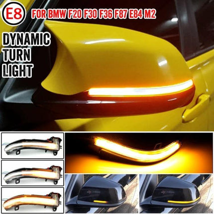 BMW 3 Series F20 Dynamic LED Mirror Turn Signal Light Transparent plug-and-play dynamic scrolling indicator for improved lane-change visibility
