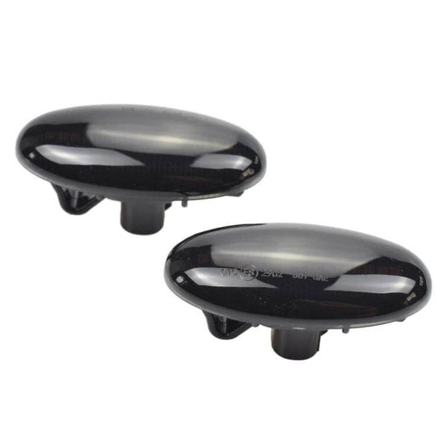 Mazda 2 DY Dynamic LED Fender Side Light Pair Transparent Black - plug-and-play pair for improved turn signal visibility