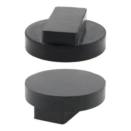 Rubber Blocks for Lifting Your BMW During Routine Maintenance - black rubber jack pads protecting chassis for oil changes and tire rotations