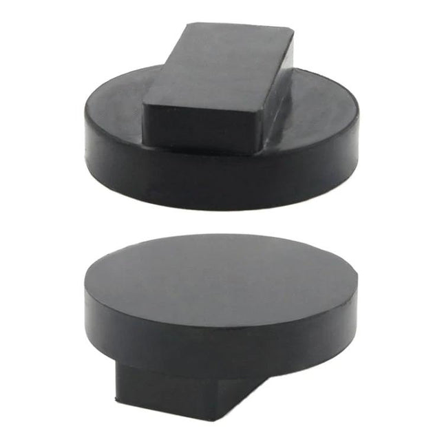 Rubber Blocks for Lifting Your BMW During Routine Maintenance - black rubber jack pads protecting chassis for oil changes and tire rotations