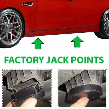 Rubber Blocks for Lifting Your BMW During Routine Maintenance protective rubber jack pad placed on factory jack points for oil changes and tire rotations