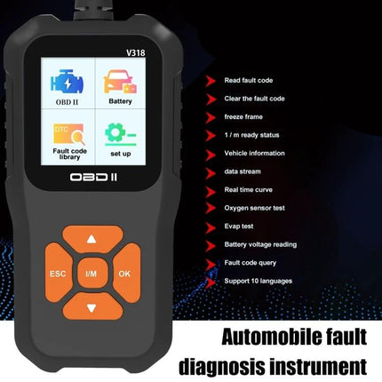 Essential Car Diagnostic Tool for Routine Vehicle Checks - handheld OBD2 code reader with color screen and orange buttons for garage diagnostics