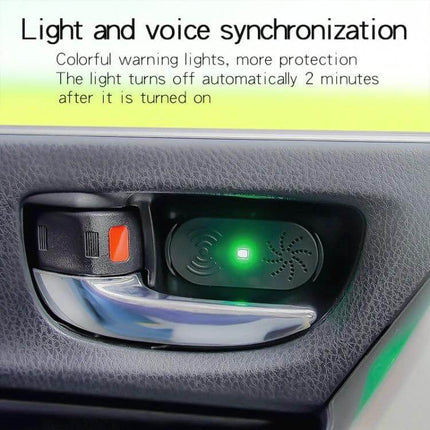 Car Door Opener Alarm For Easy Access With Voice Prompt mounted near car interior handle showing green LED and voice sync for proximity access