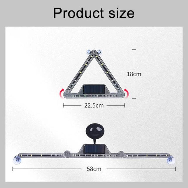 Car Triangular Warning Light With Solar Charging For Roadside Use – compact ABS triangle 46x3.8x4.5cm with solar panel and 18 LEDs for emergency visibility