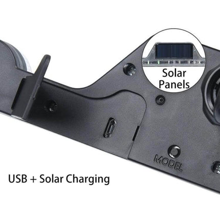 Car Triangular Warning Light With Solar Charging For Roadside Use showing USB port and built‑in solar panels on ABS housing