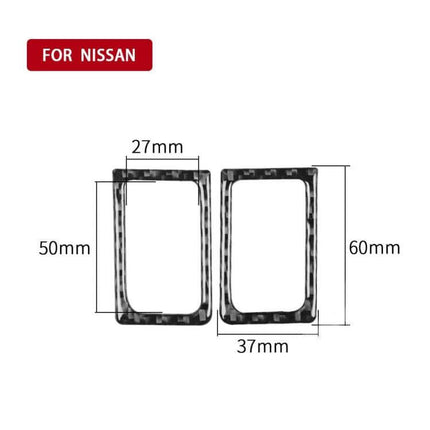 Set of 2 Carbon Fiber Door Lock Decorative Stickers for Nissan GTR R35 - carbon fiber rectangular door lock covers 50x27mm & 60x37mm set