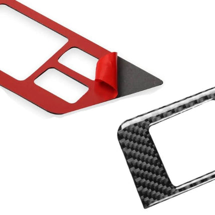 Carbon Fiber Decorative Stickers for Car Door and Window Controls - carbon fiber trim pieces with red backing for Nissan GTR R35 interior