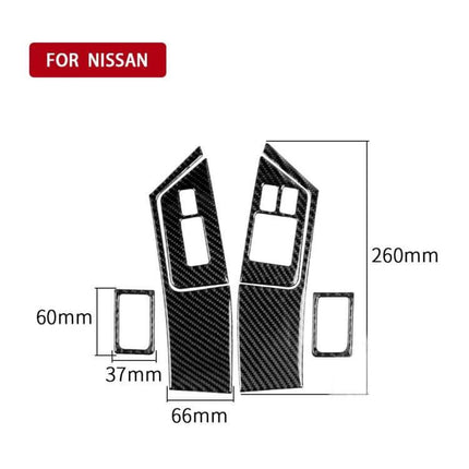 Carbon Fiber Decorative Stickers for Car Door and Window Controls - carbon fiber panels for Nissan GTR R35 interior (260x66mm, 37x60mm)