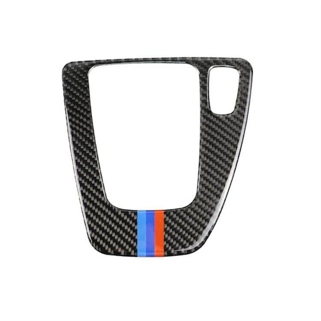 Carbon Fiber Decorative Sticker for BMW Interior in Three Colors - black carbon fiber left driving gear panel decal with tri-color stripe