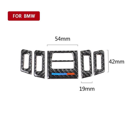 Carbon Fiber Decorative Stickers for BMW E90 Series Air Outlets, 5 Pack - carbon fiber vent trim set with dimensions 54x42x19mm