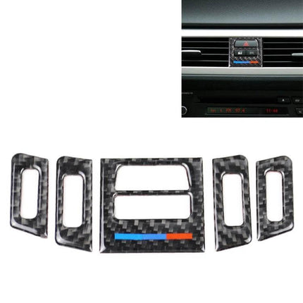 Carbon Fiber Decorative Stickers for Car Air Outlets, Set of 5 applied to dashboard vent trim for a sleek interior upgrade