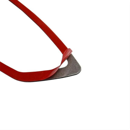 Carbon Fiber Decorative Sticker for BMW E90 Door Handles - close-up of red-backed adhesive strip being peeled