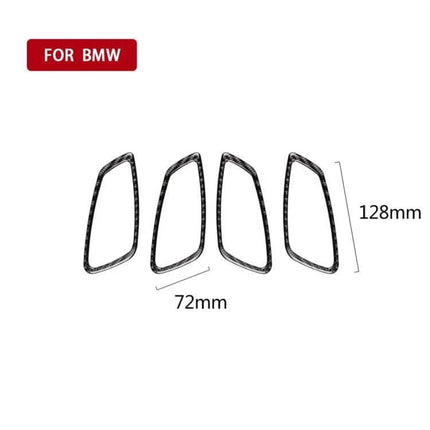 Carbon Fiber Decorative Sticker for BMW E90 Door Handles - carbon fiber trim set showing four handle covers with 72mm x 128mm dimensions