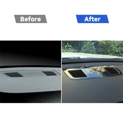 Carbon Fiber Decorative Sticker for BMW Instrument Panels applied on dashboard vent, before and after interior upgrade