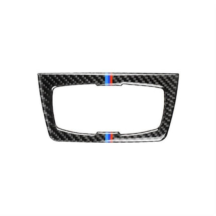 Three-Color Carbon Fiber Headlight Switch Sticker for BMW F30 and F34 - carbon fiber trim with blue-red stripe accent