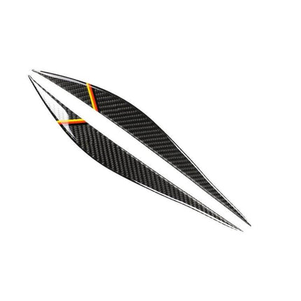 Carbon Fiber Decorative Sticker for Car Lamp Eyebrows in Yellow Red - pair of yellow and red carbon fiber eyebrow decals for headlights