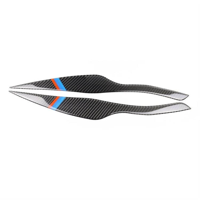 Carbon Fiber Lamp Eyebrow Decorative Sticker for BMW, Three Colors - carbon fiber eyebrow stickers with tri-color stripe for BMW lamp accent