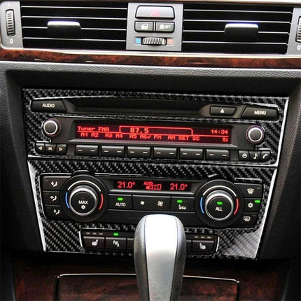 Carbon Fiber Decorative Sticker for BMW E90 E92 CD Panel installed on car dashboard CD and climate control area