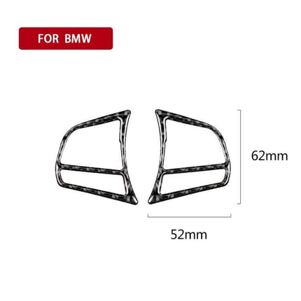 Carbon Fiber Decorative Sticker for BMW Steering Wheels - pair of carbon fiber steering wheel trim pieces 62x52mm for interior customization